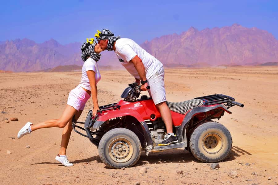 Hurghada: Safari Jeep, Quad, Buggy, Camel Ride & BBQ Dinner - Quad bikes in the Sahara: 40 minutes that actually feel long enough