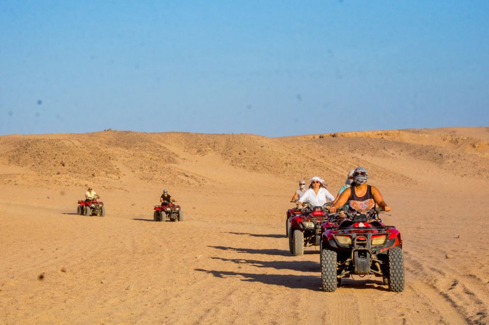 Hurghada: Sunset Quad Bike, Camel w/ Opt Stargazing and BBQ - Quad bike setup: safety briefing, test ride, and matching your confidence
